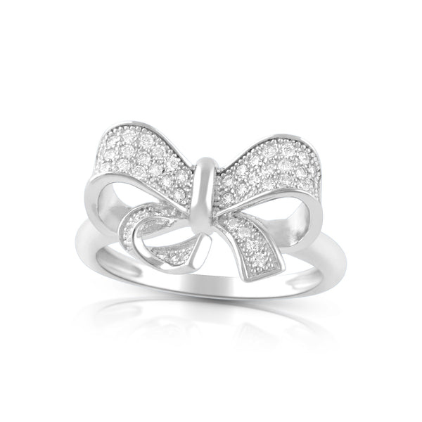 Sterling Silver Simulated Diamond Bow  Ring - SilverCloseOut - 2