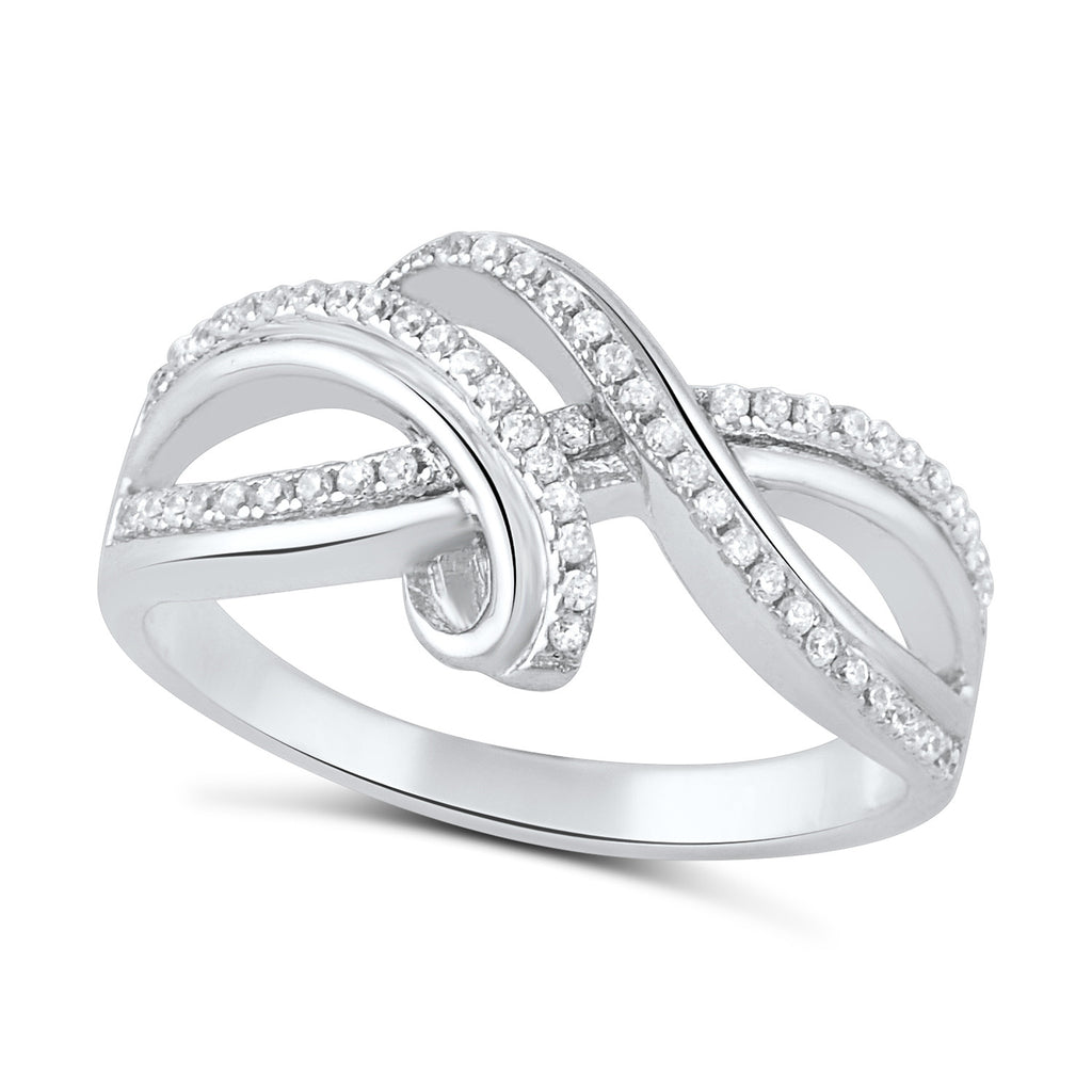 Sterling Silver Simulated Diamond Free Form Infinity Ring - SilverCloseOut - 1