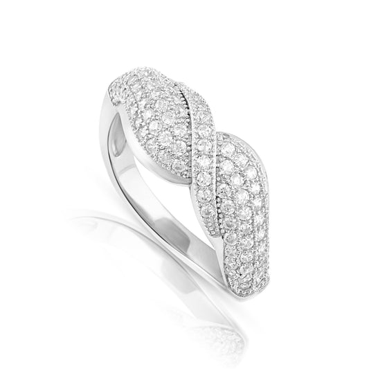 Sterling Silver Simulated Diamond Ribon Ring - SilverCloseOut - 1