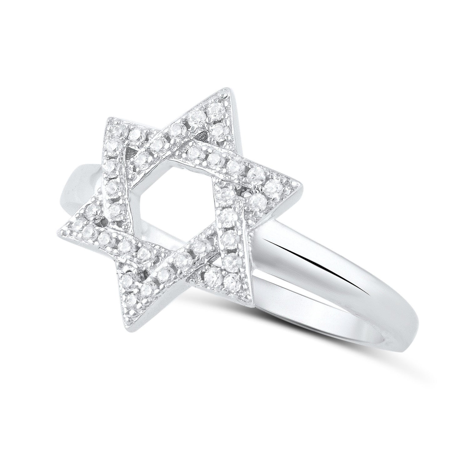 Sterling Silver Simulated Diamond Jewish Star Ring - SilverCloseOut - 2