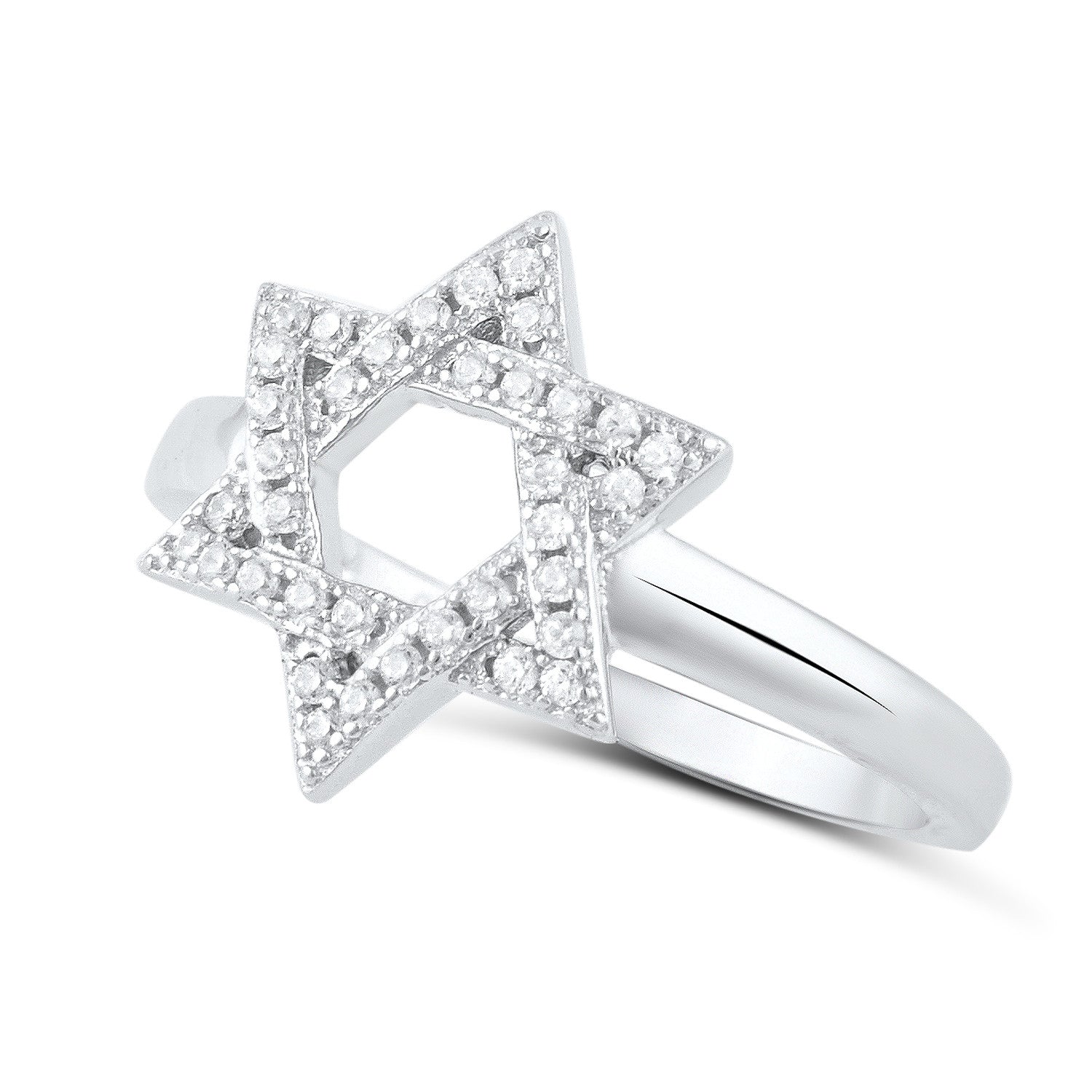 Sterling Silver Simulated Diamond Jewish Star Ring - SilverCloseOut - 2