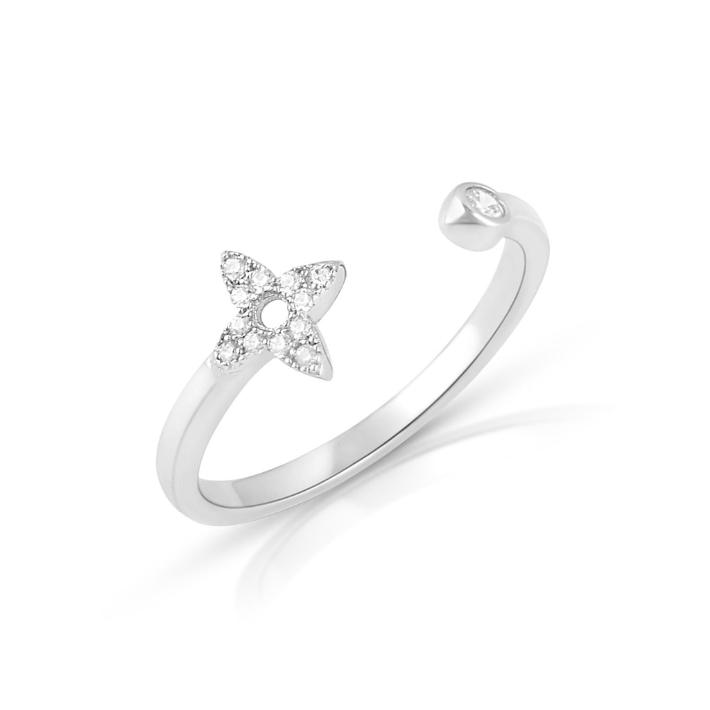 Sterling Silver Thin Stackable Open Face Star Cz Ring - SilverCloseOut - 1
