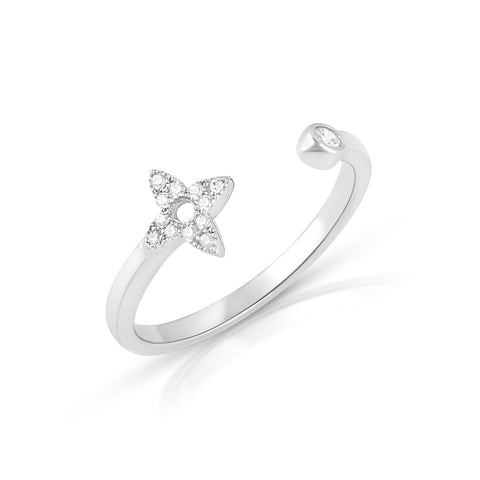 Sterling Silver Thin Stackable Open Face Star Cz Ring - SilverCloseOut - 1