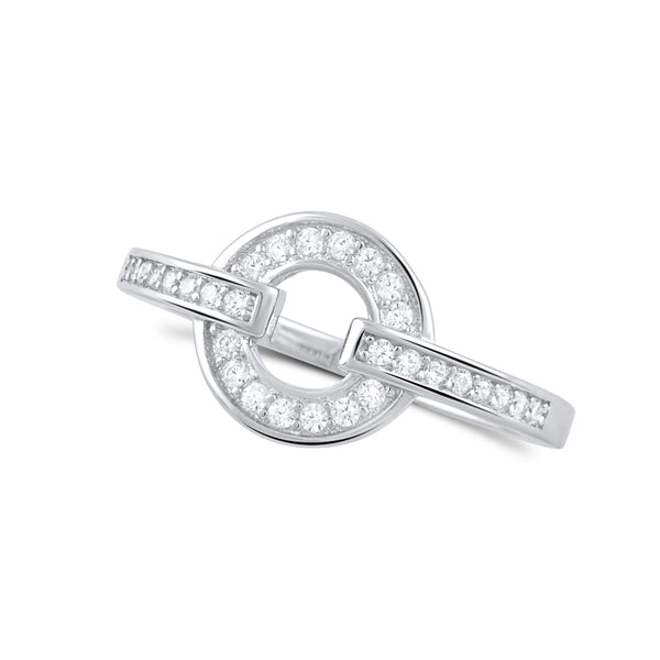 Sterling Silver Simulated Diamond O Circle Ring - SilverCloseOut - 2