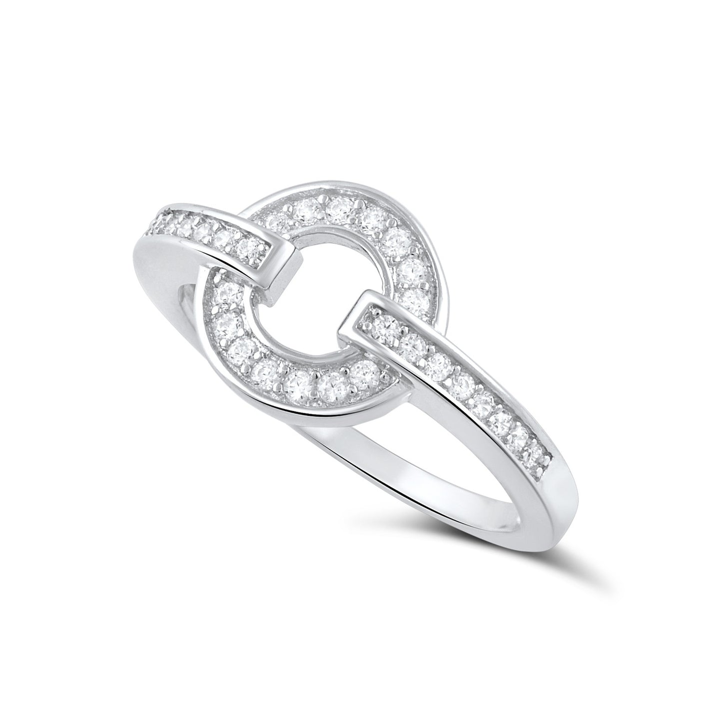 Sterling Silver Simulated Diamond O Circle Ring - SilverCloseOut - 1