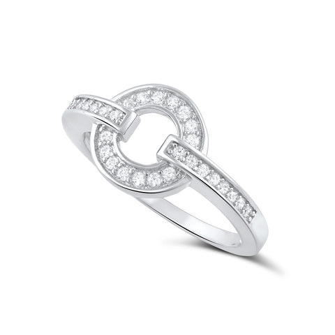 Sterling Silver Simulated Diamond O Circle Ring - SilverCloseOut - 1