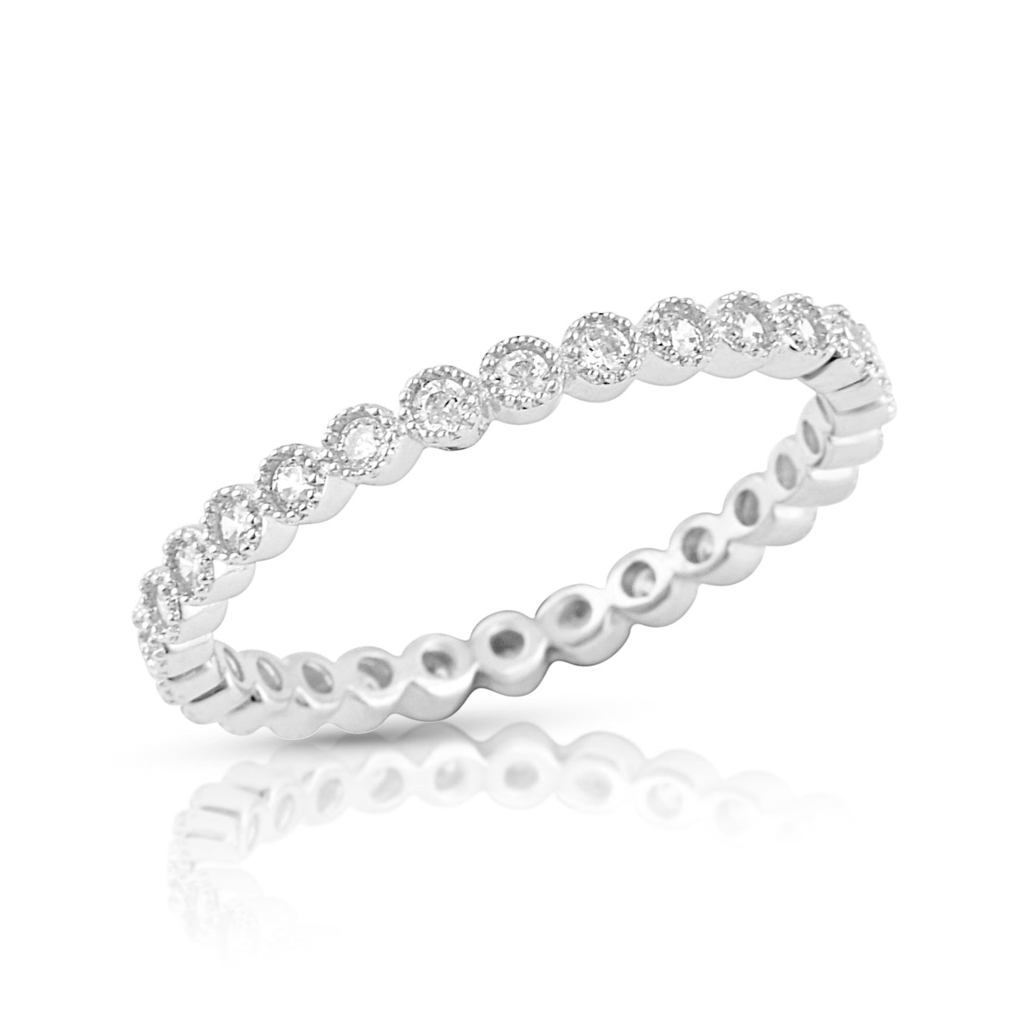 Sterling Silver Simulated Diamond Stackable Eternity Ring - SilverCloseOut - 2