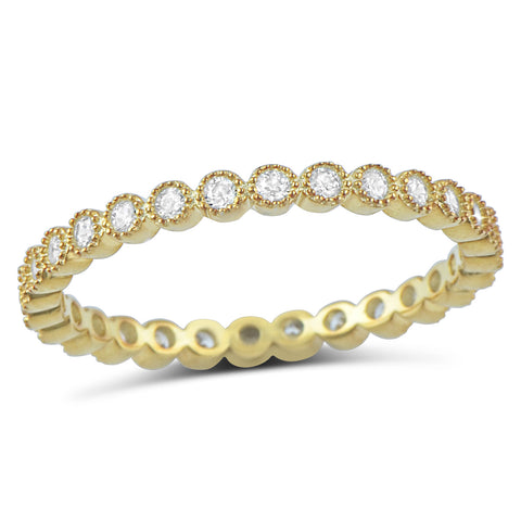 Yellow Gold Tone Sterling Silver Simulated Diamond Stackable Eternity Ring - SilverCloseOut - 1