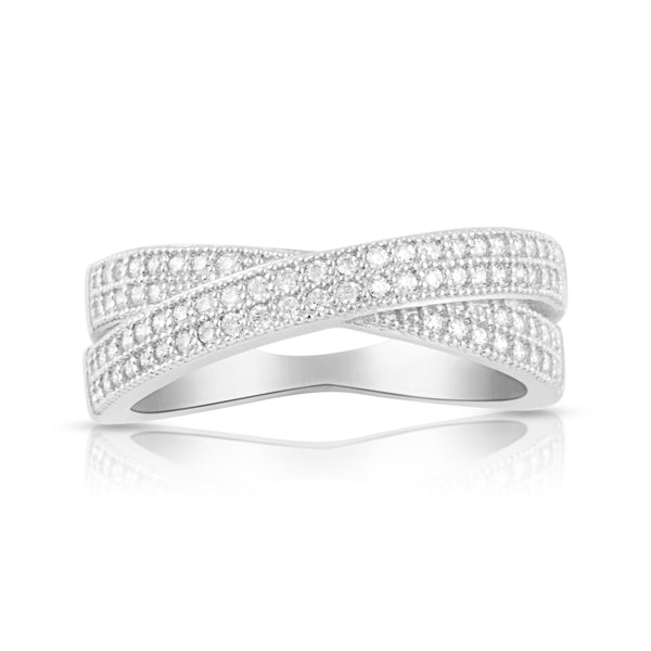 Sterling Silver Simulated Diamond CrissCross X Ring - SilverCloseOut - 2