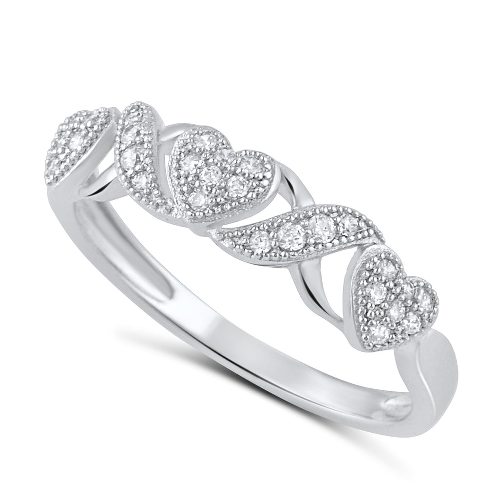 Sterling Silver Cz Thin XO Heart Stackable Ring - SilverCloseOut - 1