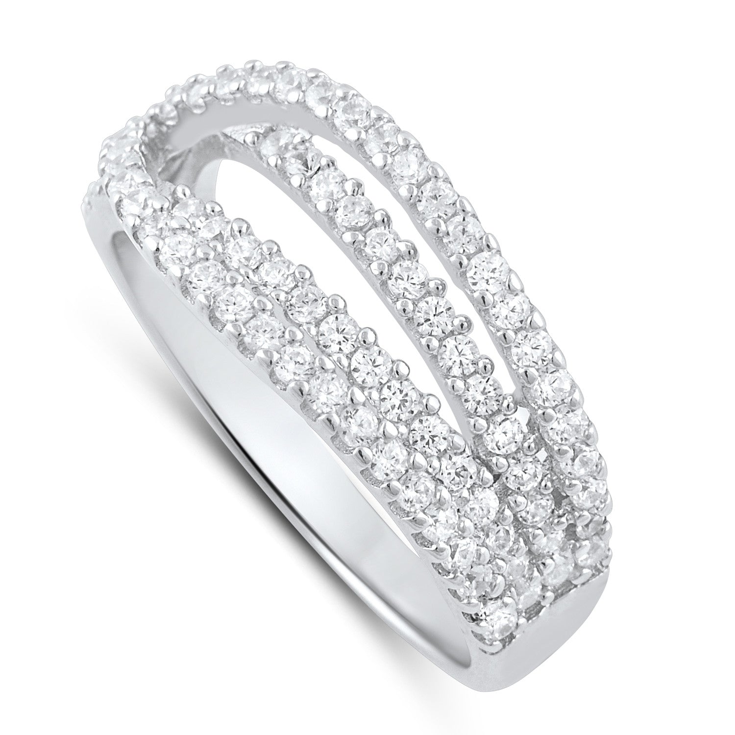 Sterling Silver Simulated Diamond Lovers Knot Ring - SilverCloseOut - 2