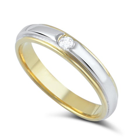 Two Tone Sterling Silver Simulated Diamond Solitaire Ring - SilverCloseOut - 1