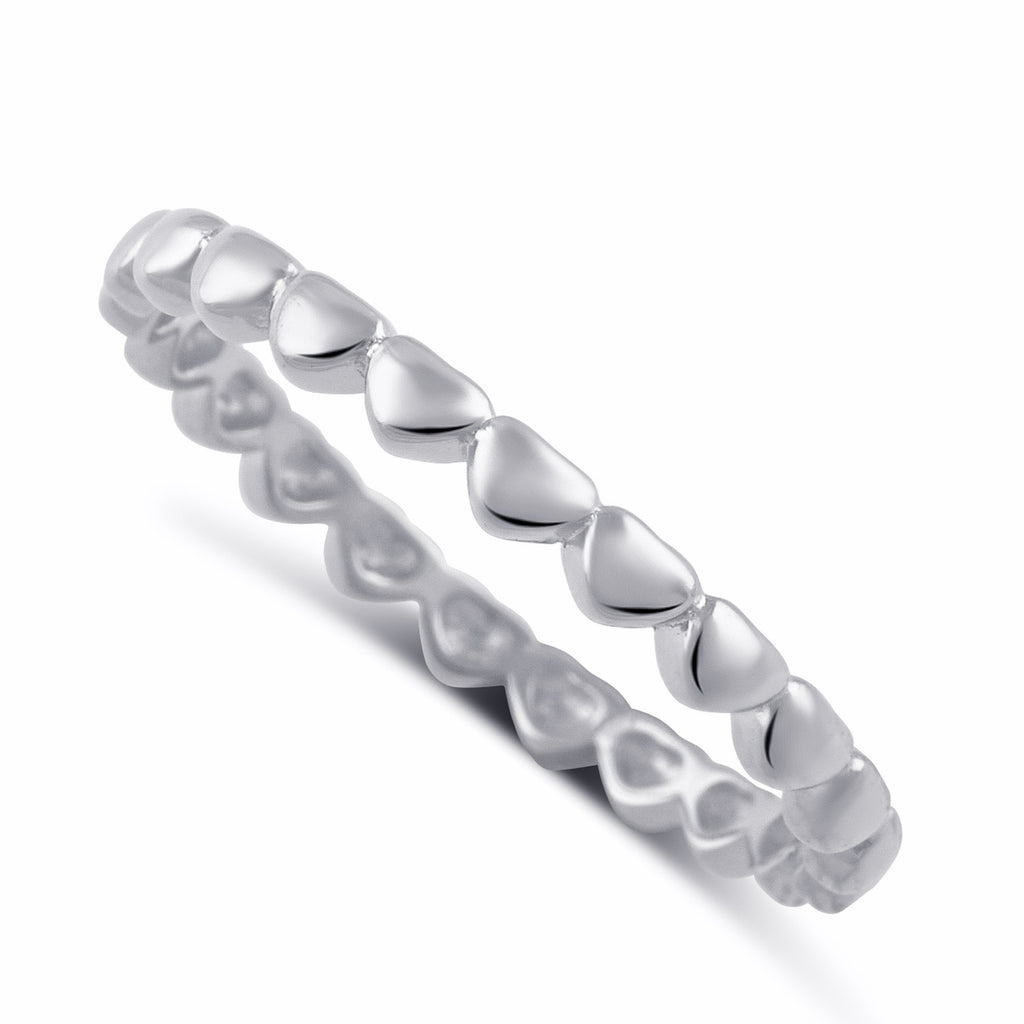 Sterling Silver Repeating Heart Thin Eternity Ring - SilverCloseOut - 1