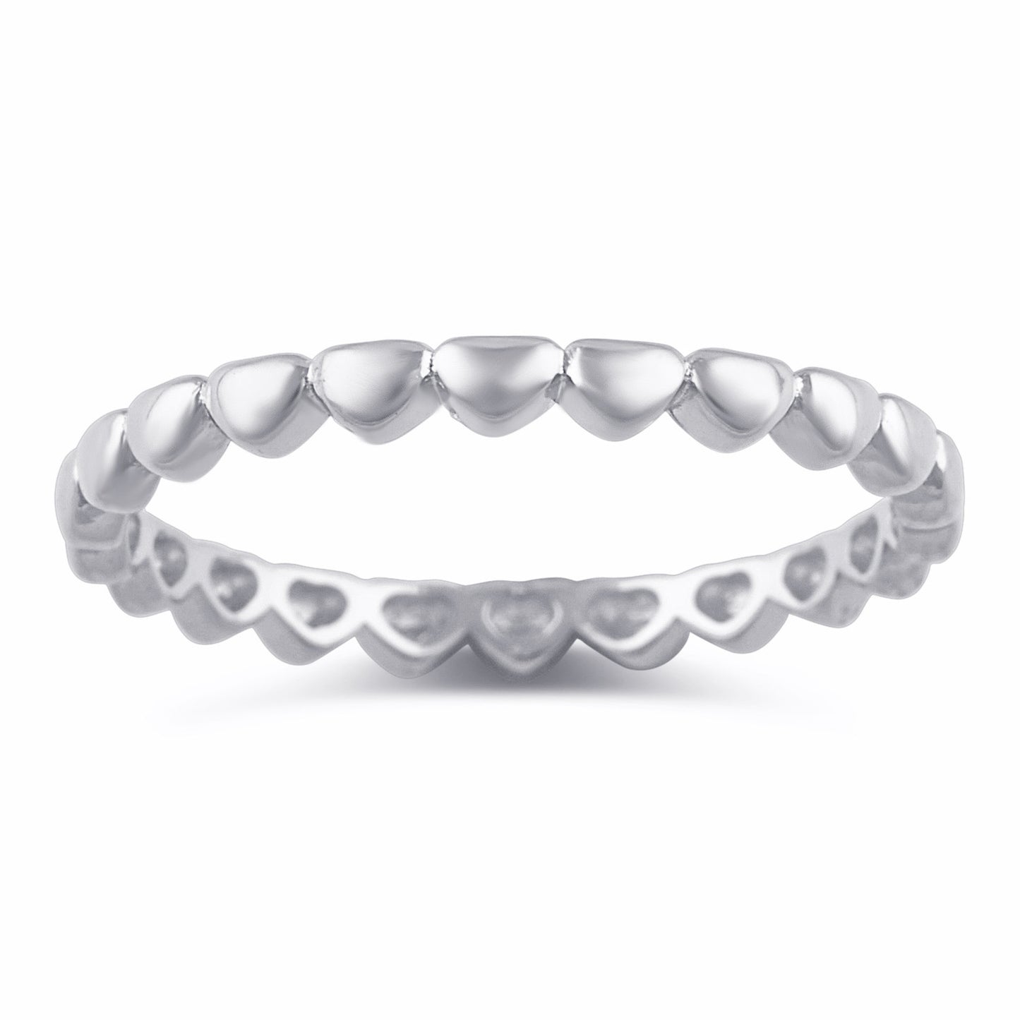 Sterling Silver Repeating Heart Thin Eternity Ring - SilverCloseOut - 2