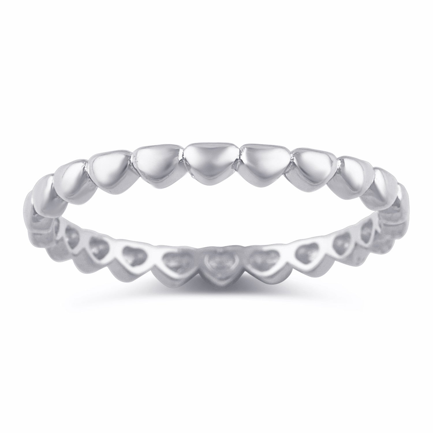 Sterling Silver Repeating Heart Thin Eternity Ring - SilverCloseOut - 2