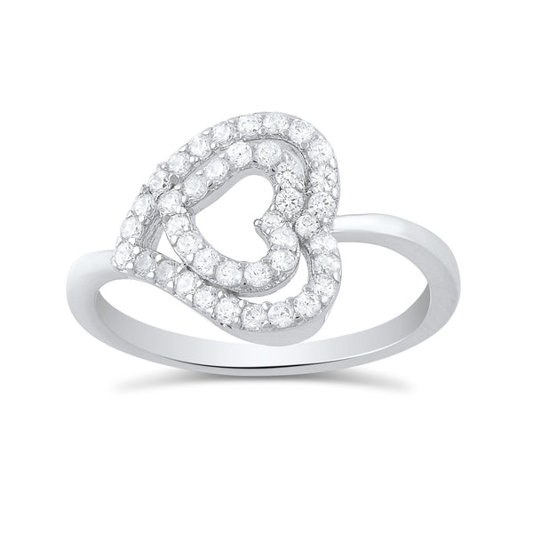 Sterling Silver Cz Sideways Heart Ring - SilverCloseOut - 2