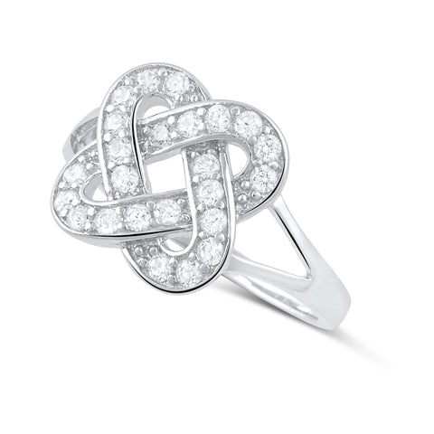 Sterling Silver Cz Lovers Knot Ring - SilverCloseOut - 1