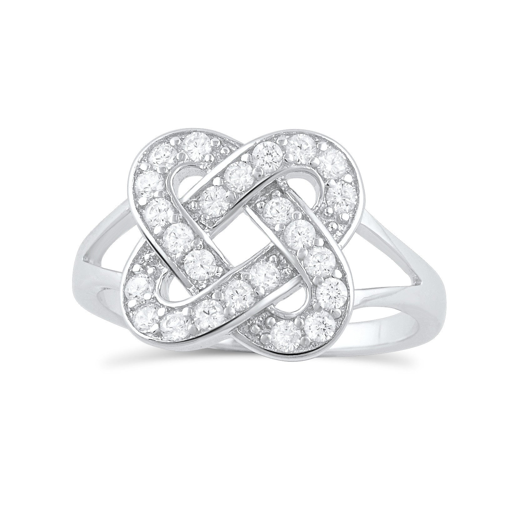Sterling Silver Cz Lovers Knot Ring - SilverCloseOut - 2