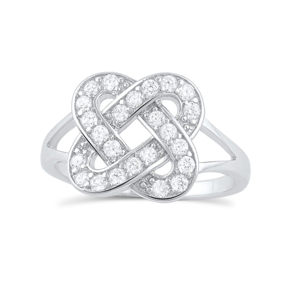 Sterling Silver Cz Lovers Knot Ring - SilverCloseOut - 2