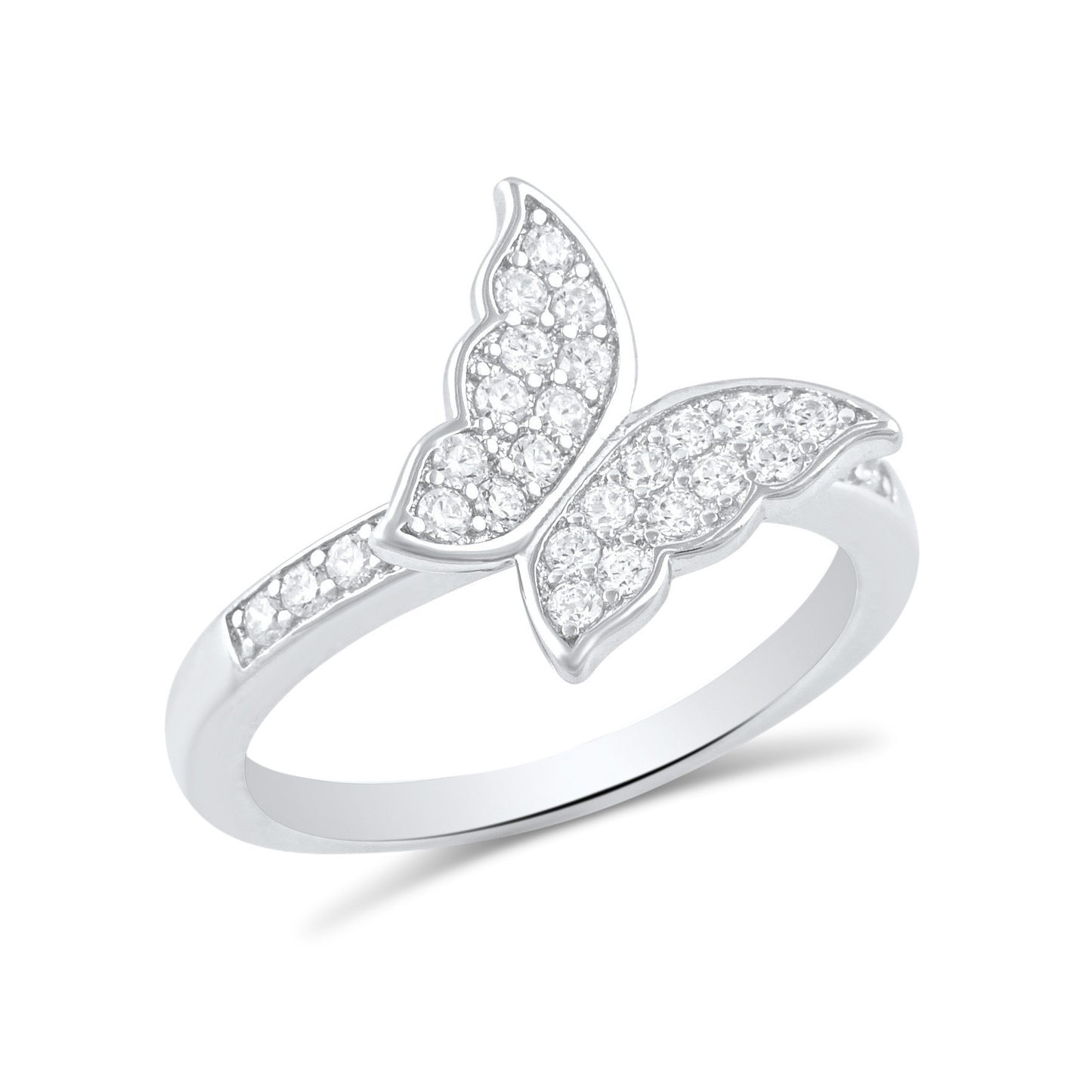 Sterling Silver Simulated Diamond Butterfly Ring - SilverCloseOut - 1