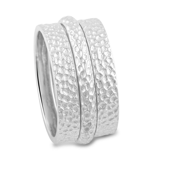 Sterling Silver Wide Hammered Statement Spinner Ring  10mm - SilverCloseOut - 2