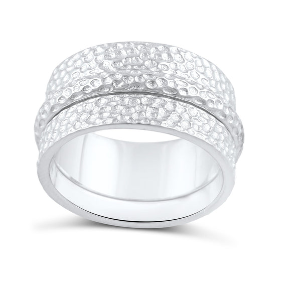 Sterling Silver Wide Hammered Statement Spinner Ring  10mm - SilverCloseOut - 1