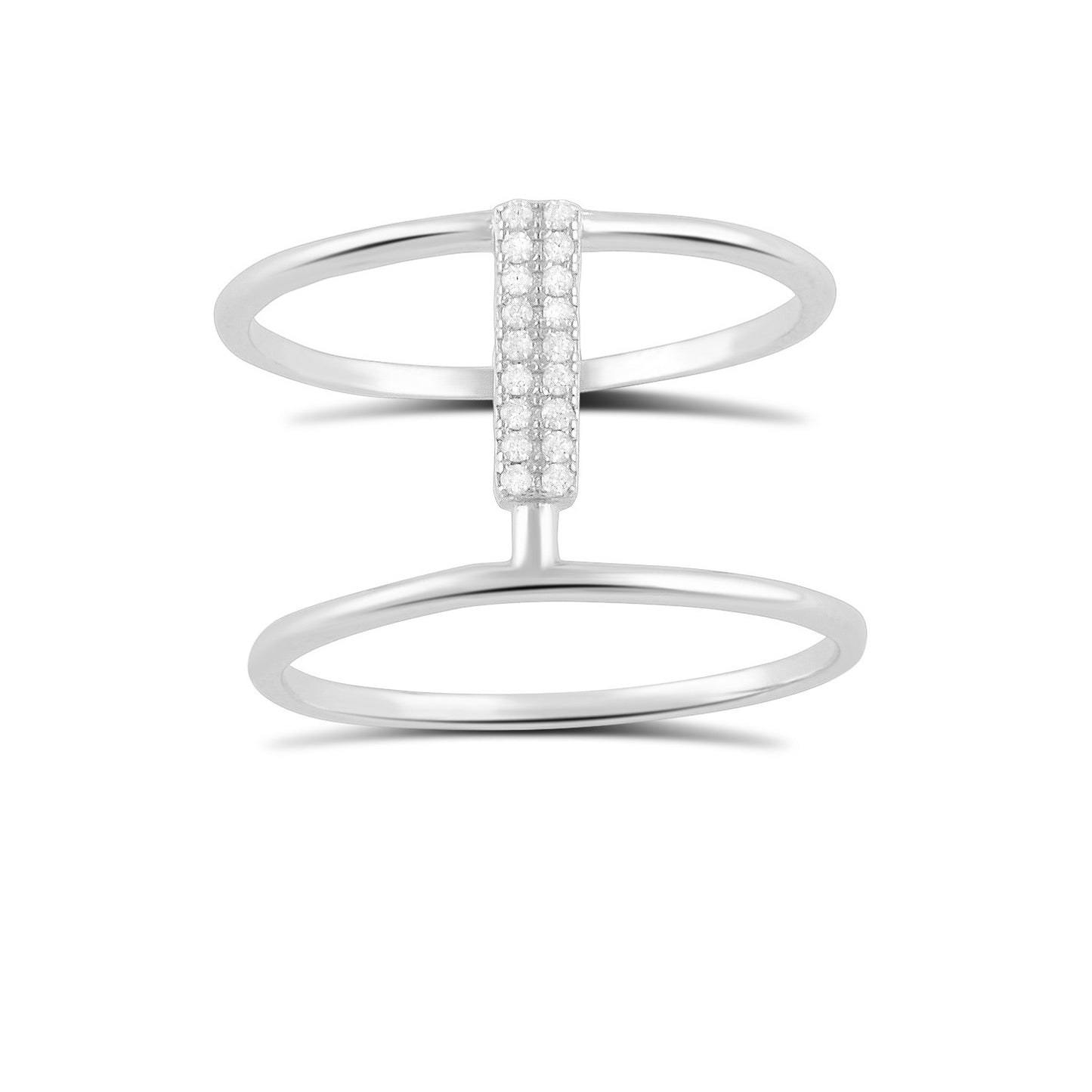 Sterling Silver Cz Wide Double Bar Ring  13mm - SilverCloseOut - 2