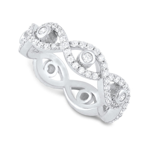 Sterling Silver Simulated Diamond Infinity Eternity Ring  5mm - SilverCloseOut - 1