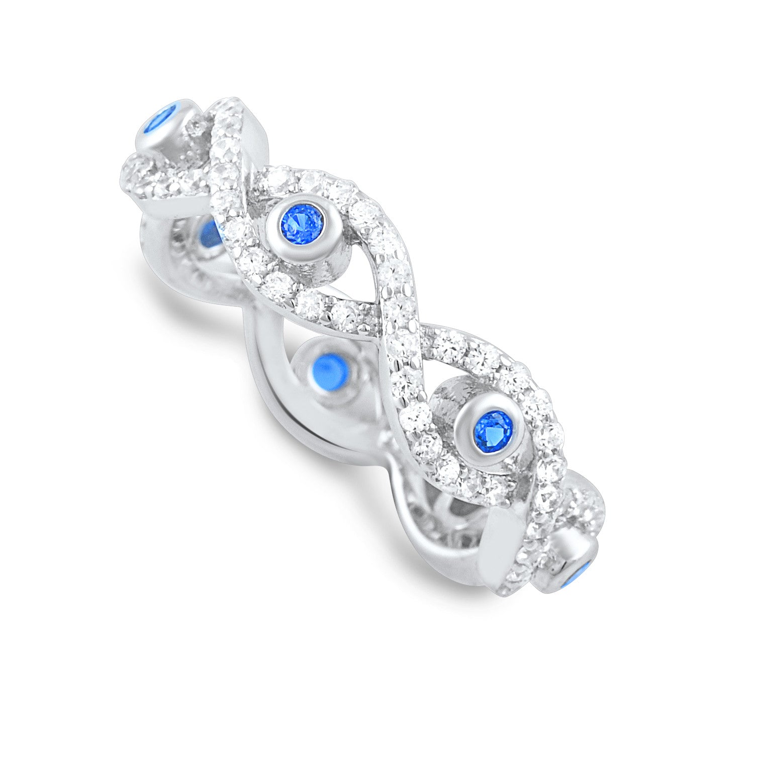 Sterling Silver Cz Evil Eye Eternity Ring  5mm - SilverCloseOut - 1