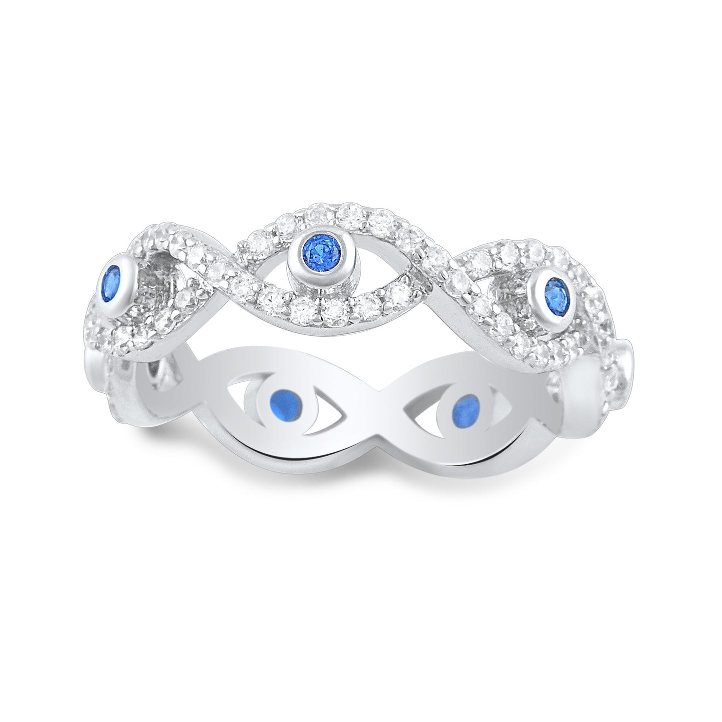 Sterling Silver Cz Evil Eye Eternity Ring  5mm - SilverCloseOut - 2
