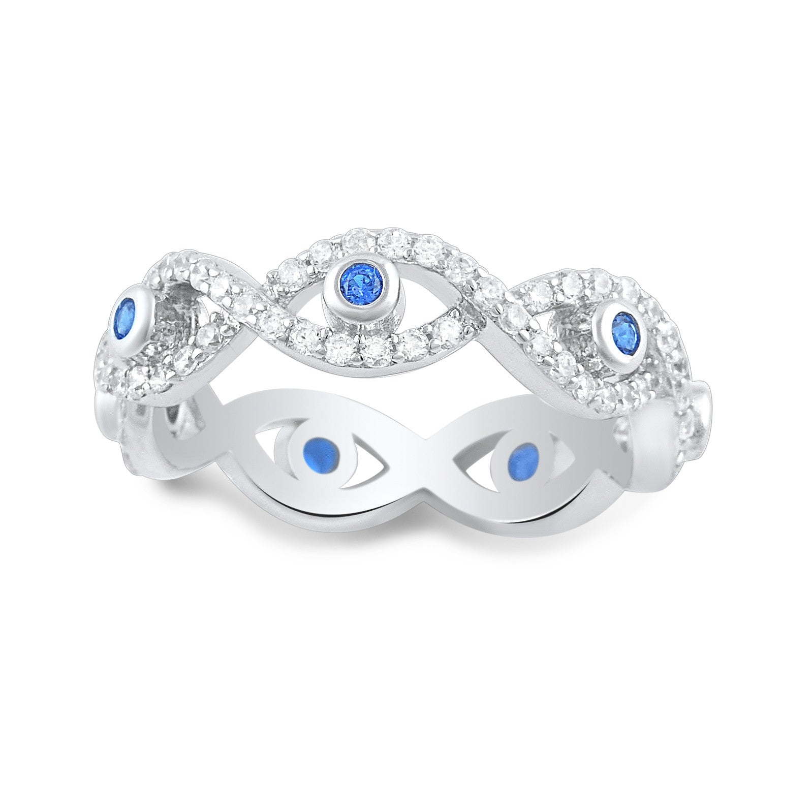 Sterling Silver Cz Evil Eye Eternity Ring  5mm - SilverCloseOut - 2