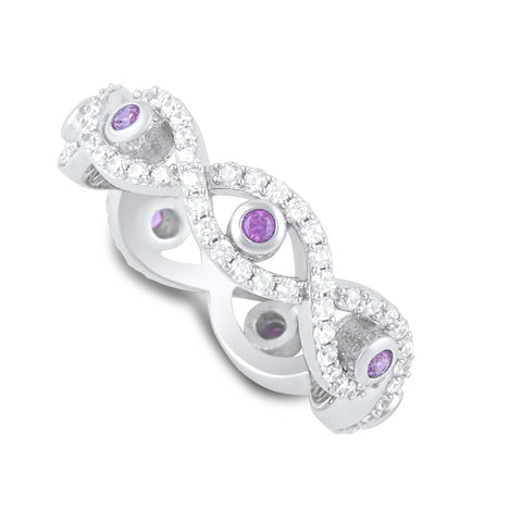Sterling Silver Red Cz Evil Eye Eternity Ring  5mm - SilverCloseOut - 1