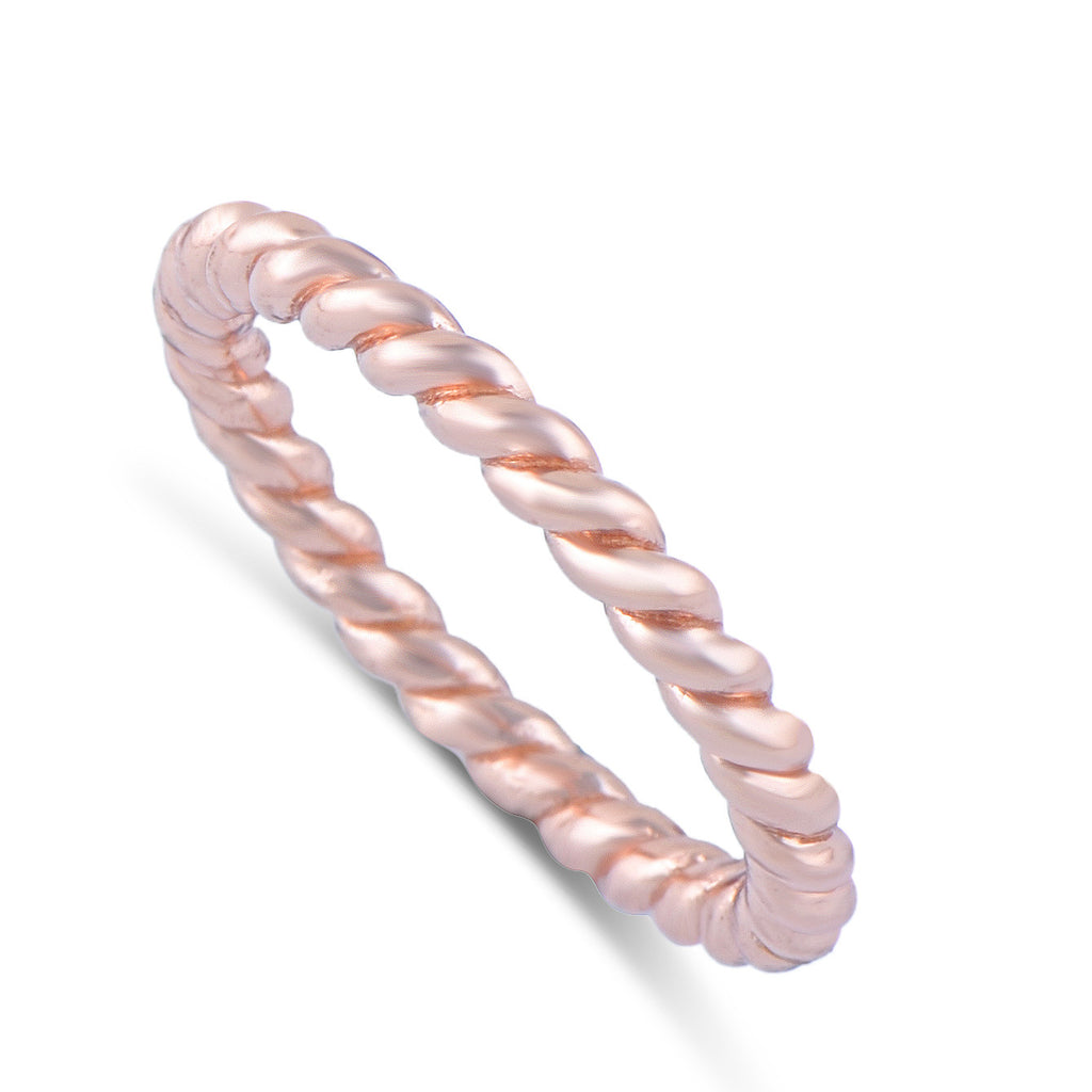 Rose Gold Tone Sterling Silver Stackable Rope Eternity Ring  2.5mm - SilverCloseOut - 1