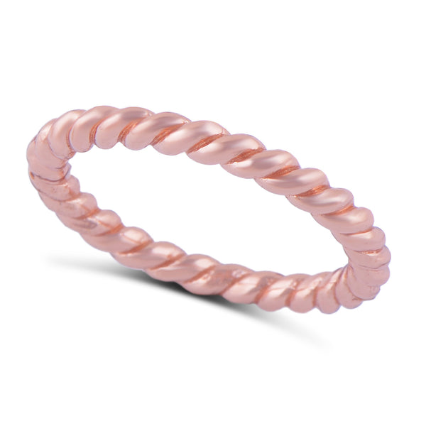Rose Gold Tone Sterling Silver Stackable Rope Eternity Ring  2.5mm - SilverCloseOut - 2