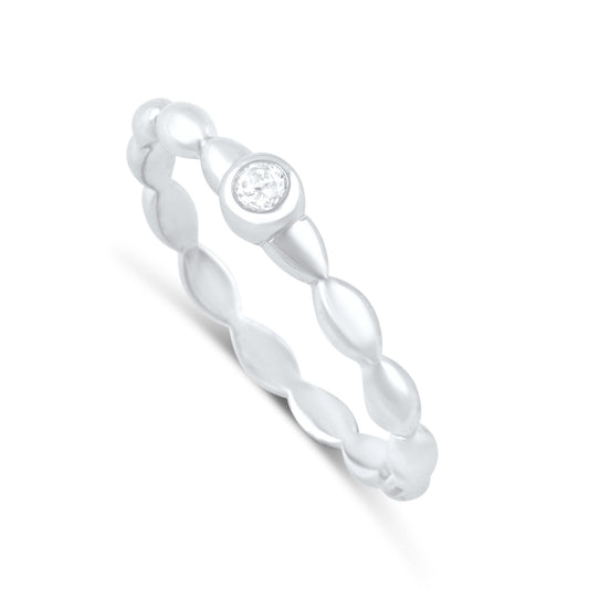 Sterling Silver Cz Thin Solitaire Stackable Ring 3mm - SilverCloseOut - 1