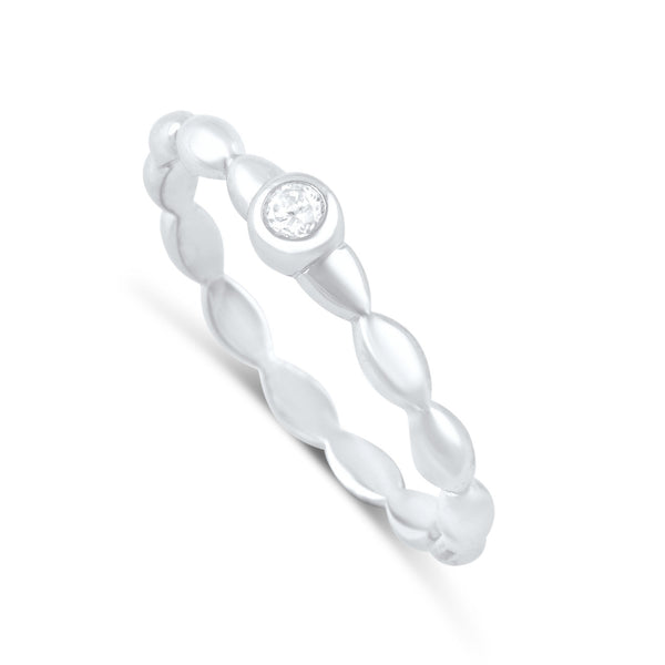 Sterling Silver Cz Thin Solitaire Stackable Ring 3mm - SilverCloseOut - 1