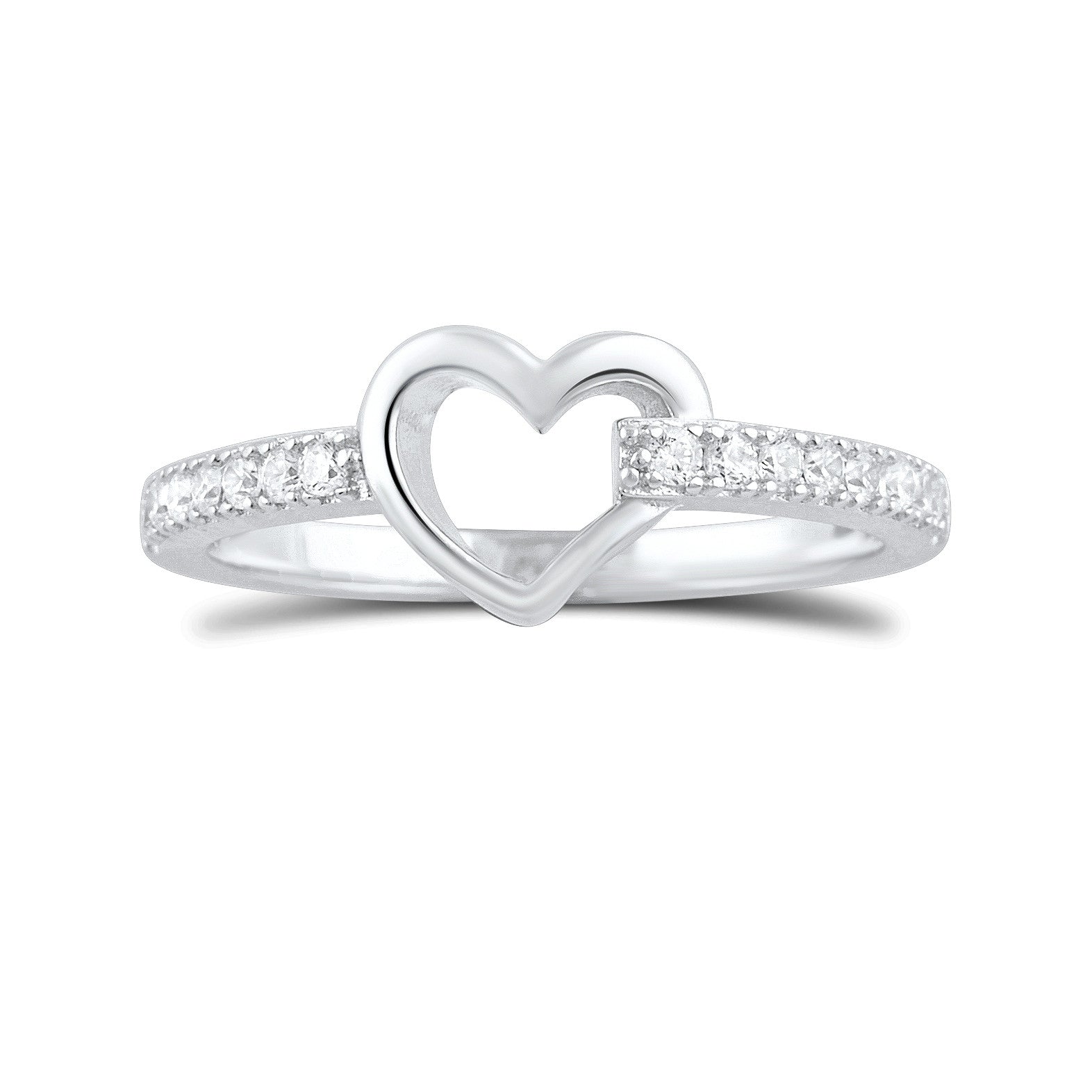 Sterling Silver Simulated Diamond Hollow Heart Ring  2.5mm - SilverCloseOut - 3