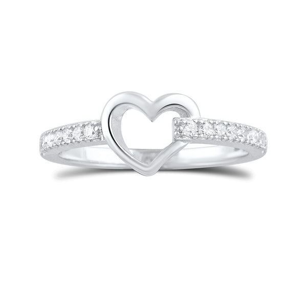 Sterling Silver Simulated Diamond Hollow Heart Ring  2.5mm - SilverCloseOut - 3