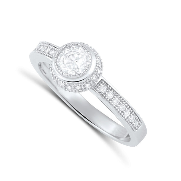 Sterling Silver Simulated Diamond Victornia Solitaire Ring - SilverCloseOut - 2