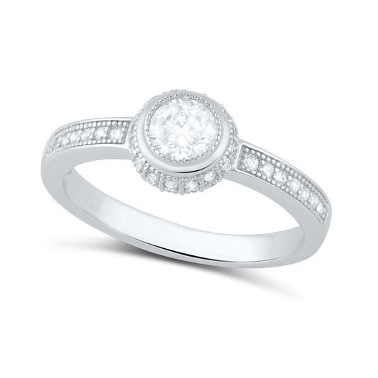 Sterling Silver Simulated Diamond Victornia Solitaire Ring - SilverCloseOut - 1