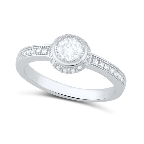 Sterling Silver Simulated Diamond Victornia Solitaire Ring - SilverCloseOut - 1