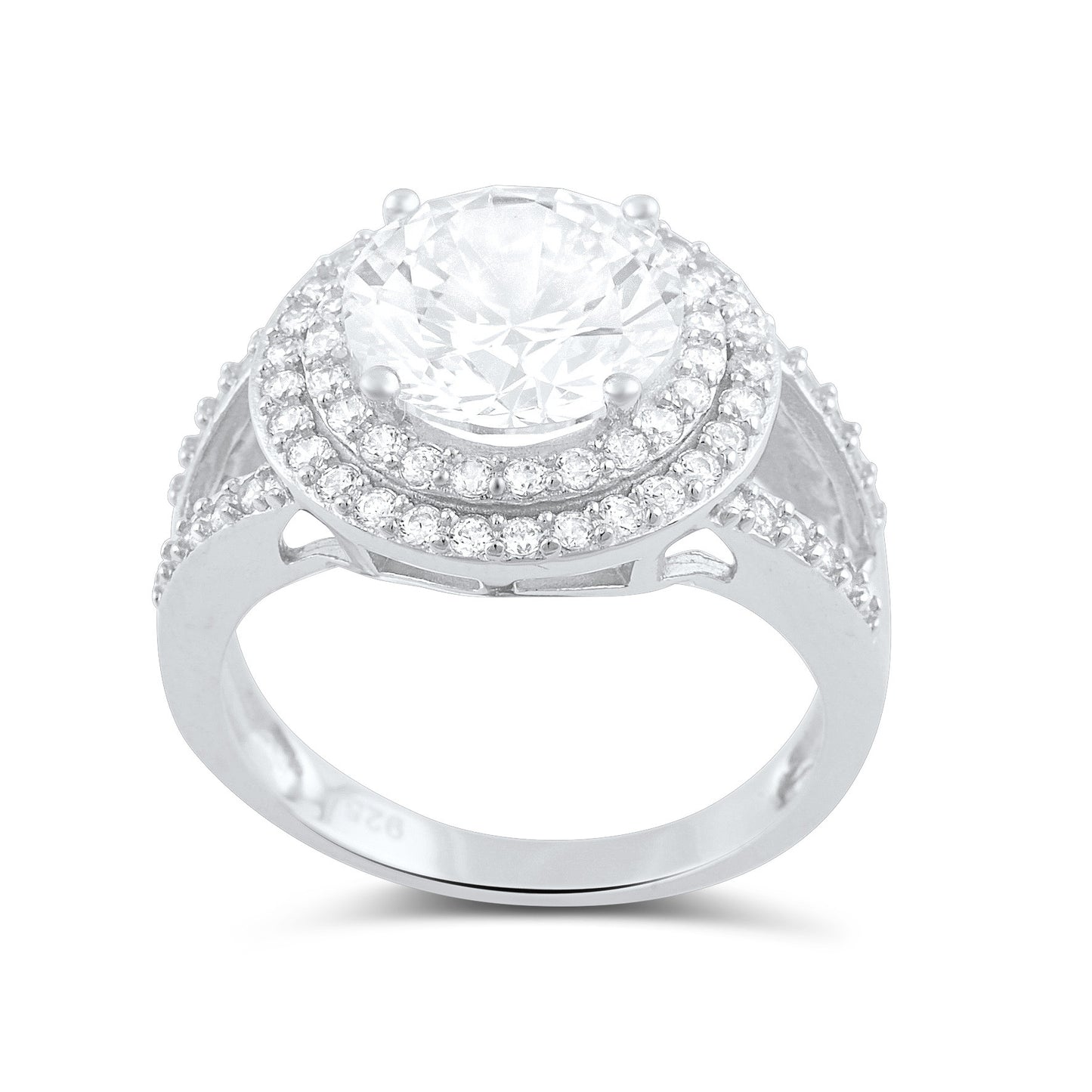Sterling Silver Cz Big Halo Statement Ring - SilverCloseOut - 3