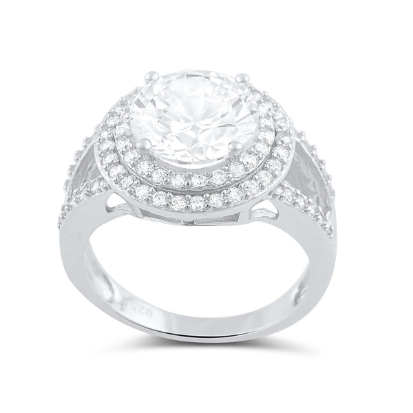Sterling Silver Cz Big Halo Statement Ring - SilverCloseOut - 3