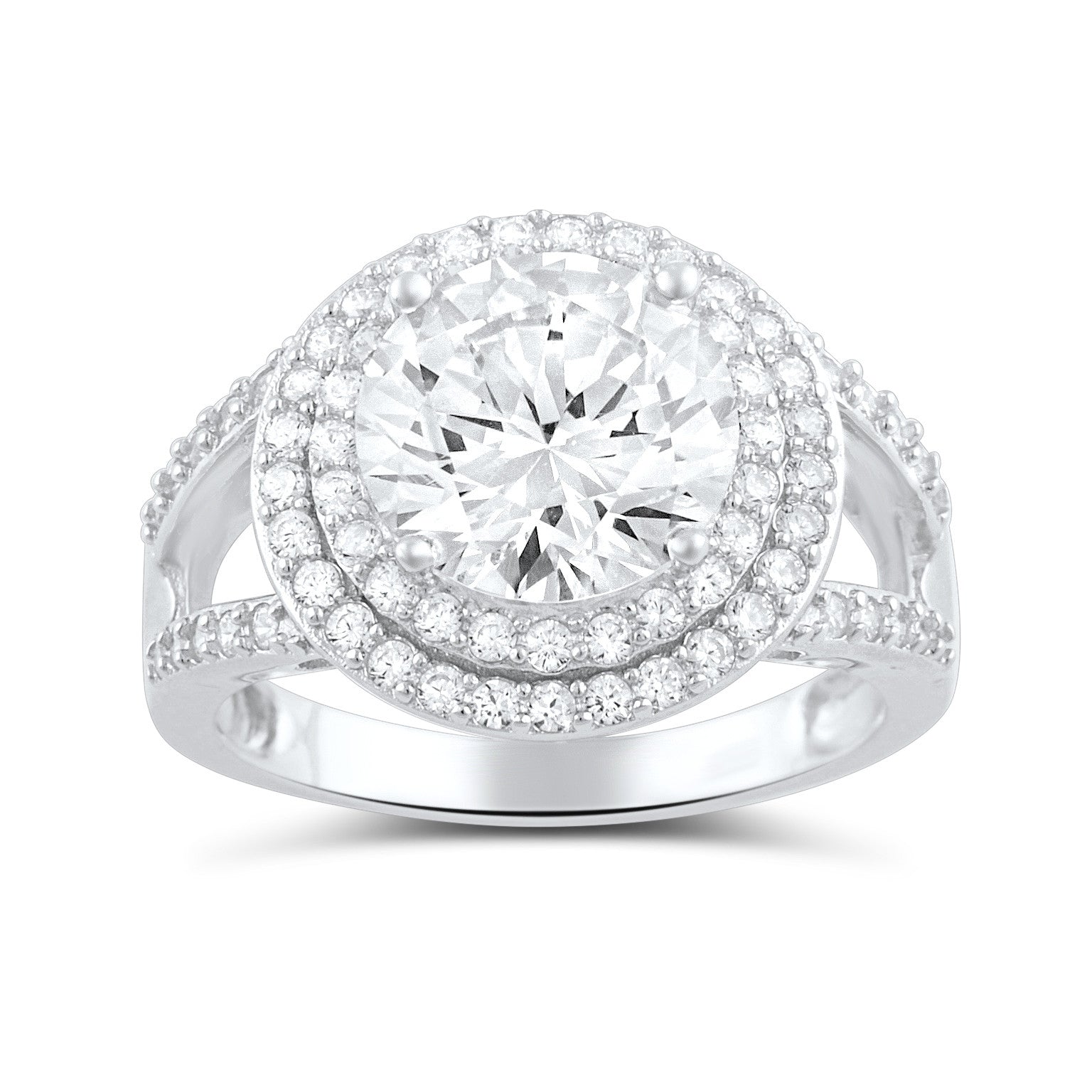 Sterling Silver Cz Big Halo Statement Ring - SilverCloseOut - 2