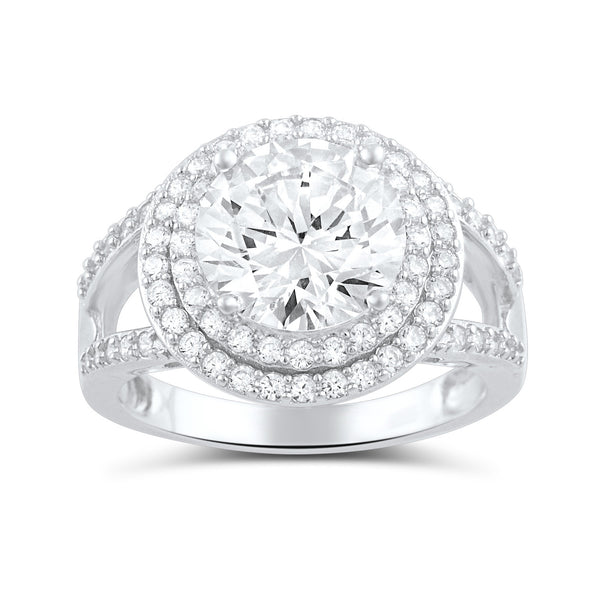 Sterling Silver Cz Big Halo Statement Ring - SilverCloseOut - 2