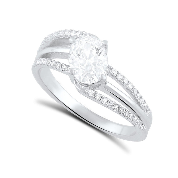 Sterling Silver Cz Fancy Bypass Ring - SilverCloseOut - 1