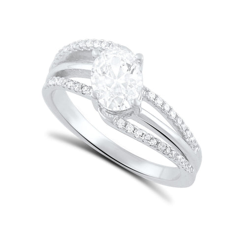 Sterling Silver Cz Fancy Bypass Ring - SilverCloseOut - 1