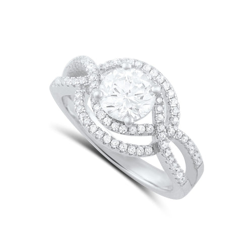 Sterling Silver Cz Fancy Solitaire Ring - SilverCloseOut - 1