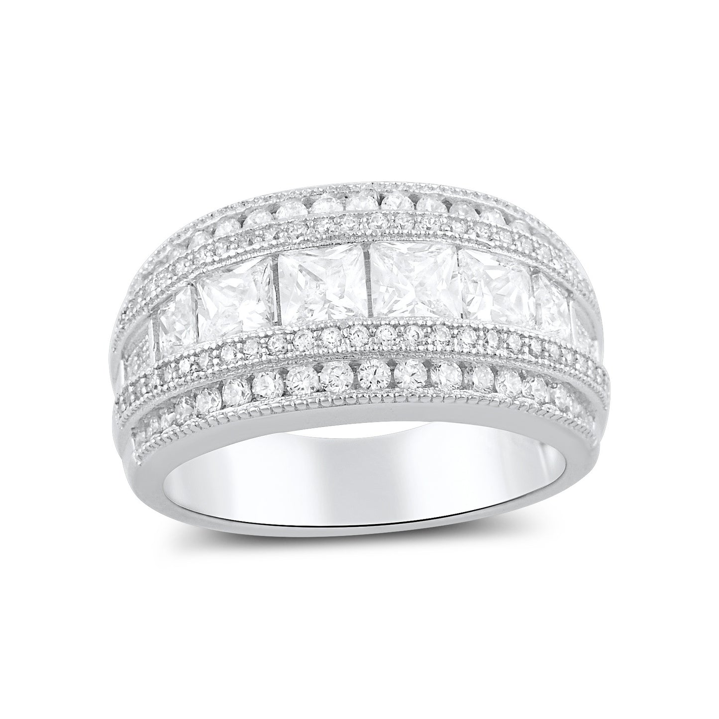 Sterling Silver Wide Square Cut Cz Statement Ring - SilverCloseOut - 2