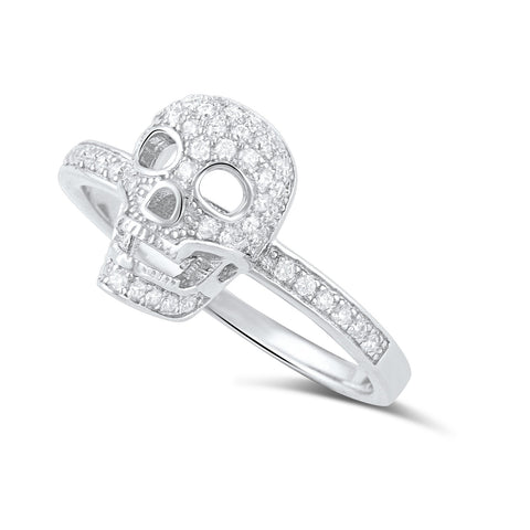 Sterling Silver Micro Pave Cz Skull Ring - SilverCloseOut - 1